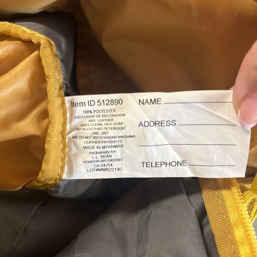 LL Bean Yellow Stowaway Backpack￼
